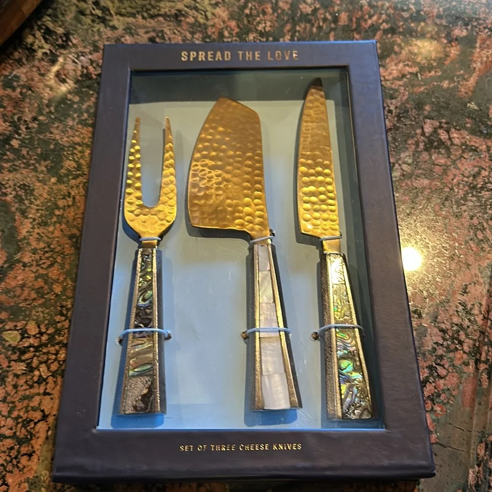 Anthropologie Arctic Twilight Cheese Knives Set Of 3